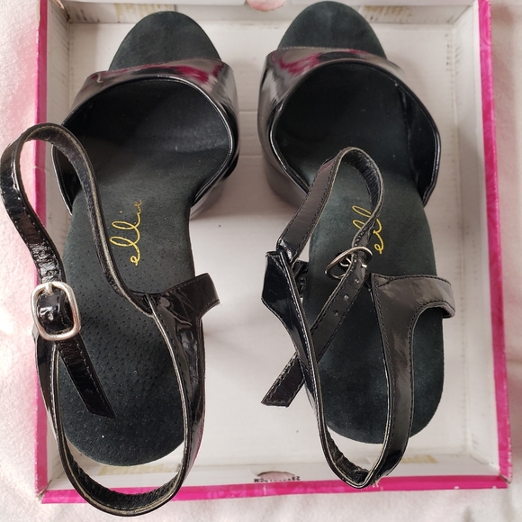 SOLD ON M- Juliet Platform Dance Sandal Ellie Shoes, black 6" - Picture 6 of 12